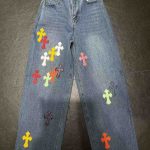 Chrome Hearts Multicolored Cross Denim Pants