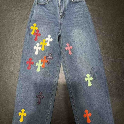 Chrome Hearts Multicolored Cross Denim Pants