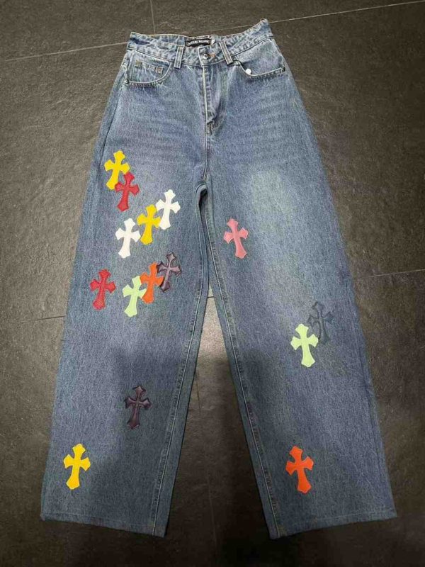 Chrome Hearts Multicolored Cross Denim Pants