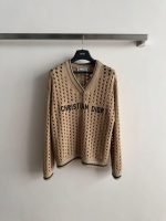 Dior V Neck Open Knit Sweater beige