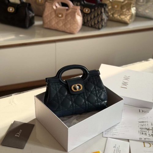 Dior Jolie Top Handle Mini Bag Black Lambskin