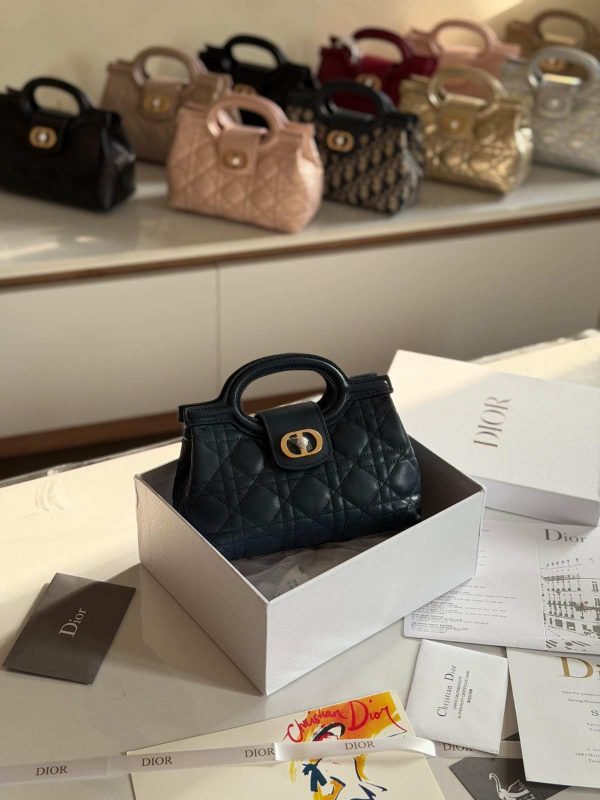 Dior Jolie Top Handle Mini Bag Black Lambskin