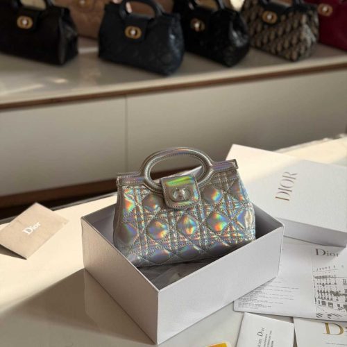 Dior Jolie Mini Bag Metallic Silver Lambskin