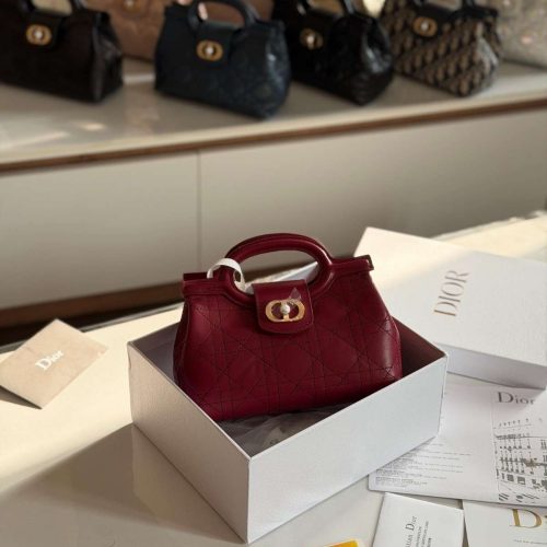 Dior Jolie Top Handle Mini Bag Red Lambskin