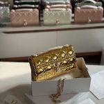 Dior My Dior Gold Metallic Cannage Lambskin Mini Bag