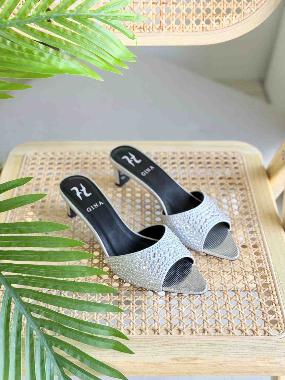 Gina White Crystal Comet Heels Sandals Gina White Crystal Comet Heels Sandals