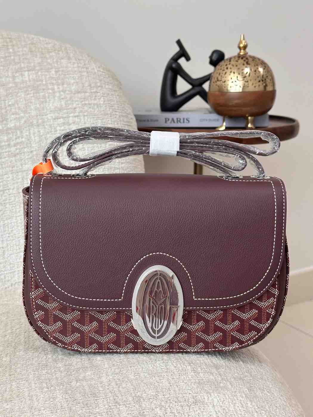 Goyard233BurgundyGoyardineChevronCanvasShoulderBag Goyard 233 Burgundy Shoulder Bag