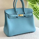 Hermes Birkin 25CM Handbag In Bleu Jean Togo Leather Gold Hardware