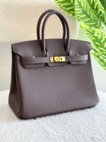 Hermes Birkin 25CM Handbag In Ebene Togo leather Gold Hardware