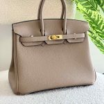 Hermes Birkin 25CM Handbag In Etoupe Grey Togo Leather Gold Hardware