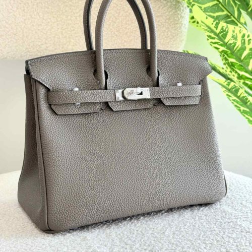 Hermes Birkin 25CM Gris Etain Togo Leather Handbag