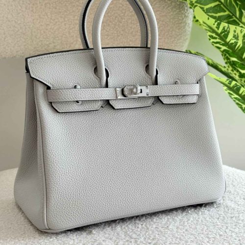 Hermes Birkin 25CM Handbag In Neutral Grey Tone Togo Leather