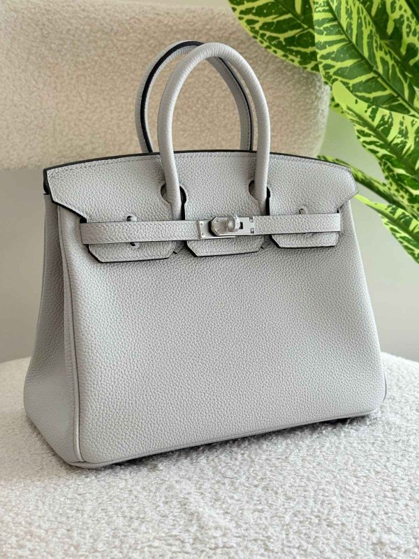 Hermes Birkin 25CM Handbag In Neutral Grey Tone Togo Leather