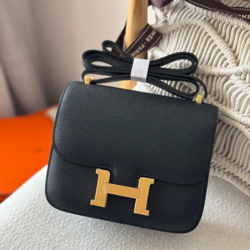 Hermes Constance 18 Black Epsom Leather Gold Hardware