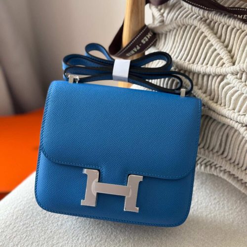 Hermes Constance 18 Bleu Thalassa Epsom Leather Palladium Hardware