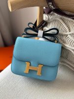 Hermes Constance 18 Blue Celeste Epsom Leather Gold Hardware