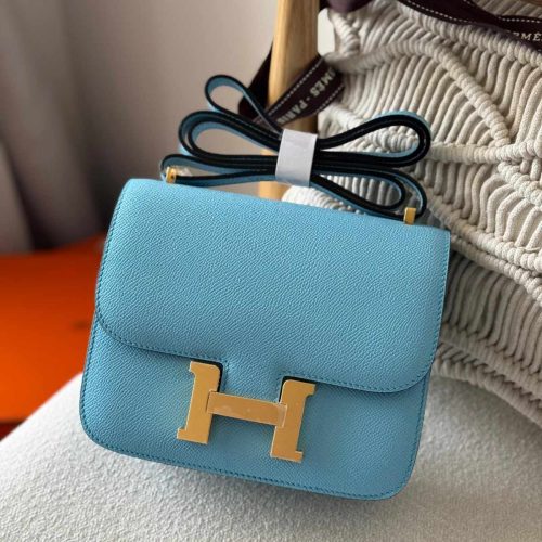 Hermes Constance 18 Blue Celeste Epsom Leather Gold Hardware