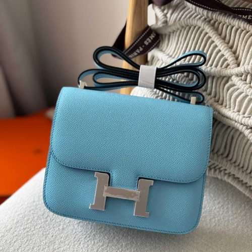 Hermes Constance 18 Blue Celeste Epsom Leather Palladium Hardware