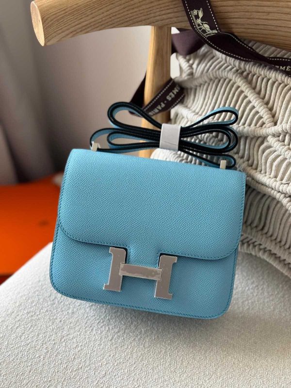 Hermes Constance 18 Blue Celeste Epsom Leather Palladium Hardware