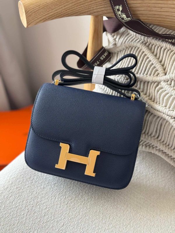 Hermes Constance 18 Blue Saphir Epsom Leather Gold Hardware