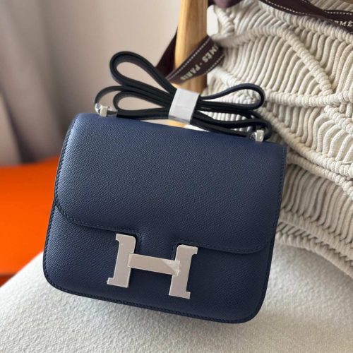 Hermes Constance 18 Blue Saphir Epsom Leather Palladium Hardware