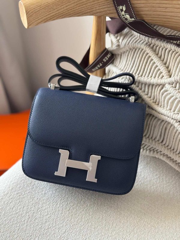 Hermes Constance 18 Blue Saphir Epsom Leather Palladium Hardware