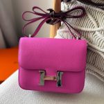 Hermes Constance 18 Rose Pourpre Epsom Leather Gold Hardware