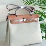 Hermes Herbag 31 Black Leather And Ecru Toile Canvas Handbag