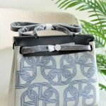 Hermès Herbag Zip 31 Black (Noir) & Ecru Canvas With Circuit H Plume Motif