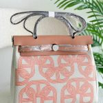 Hermes Herbag Zip 31 Ecru Chaine D'ancre Canvas & Orange Mecano Motif
