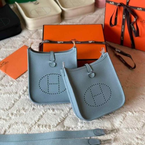 Hermes Evelyne 16 Blue Jean Taurillon Clemence Leather Amazone bag