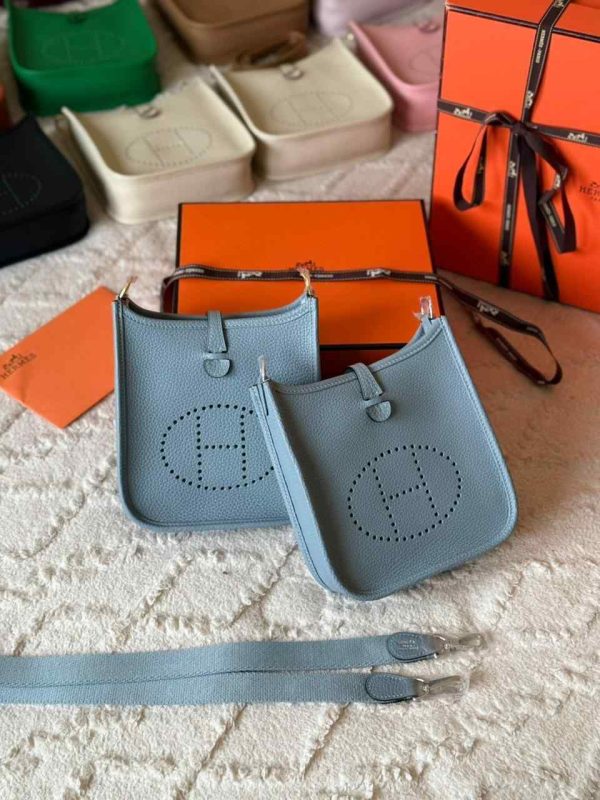 Hermes Evelyne 16 Blue Jean Taurillon Clemence Leather Amazone bag
