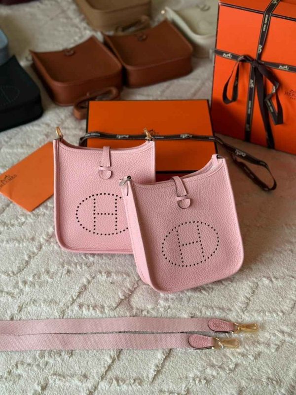 Hermes Evelyne 16 Rose Sakura Taurillon Clemence Leather