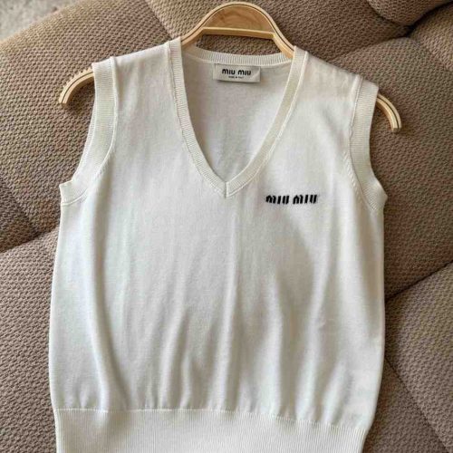 Miu Miu Wool Sweater Vest white
