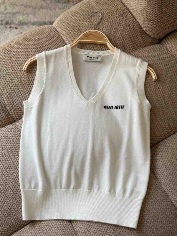 Miu Miu Wool Sweater Vest white