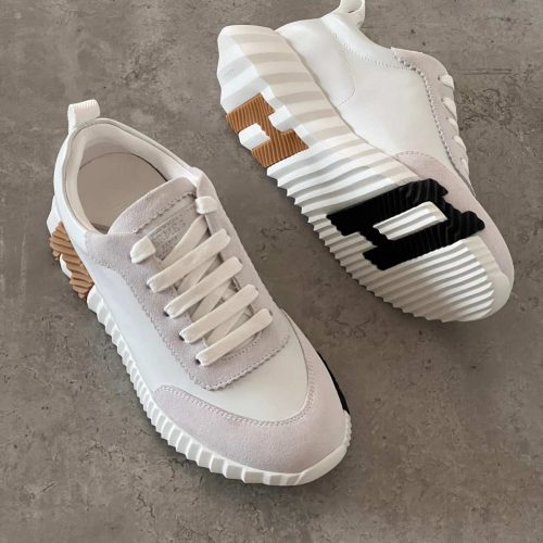 Hermes Bouncing Sneaker Suede Toe Cap In White