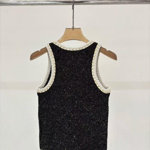 Chanel Classic CC Logo Black Knit Tank Top