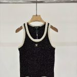 Chanel Classic CC Logo Black Knit Tank Top