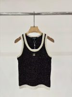 Chanel Classic CC Logo Black Knit Tank Top