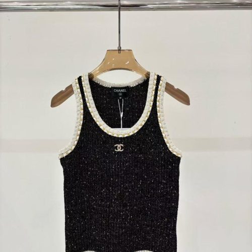 Chanel Classic CC Logo Black Knit Tank Top