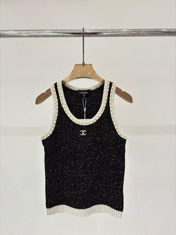 Chanel Classic CC Logo Black Knit Tank Top