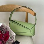 Loewe Mini Puzzle Light Green Calfskin Edge Hobo Bag