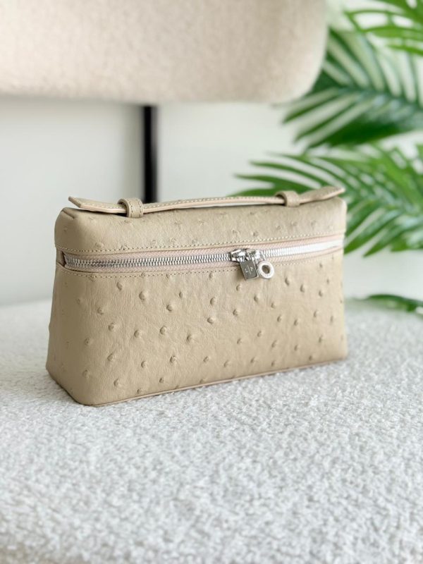 Loro Piana Pouch L19 Light Travertine Ostrich