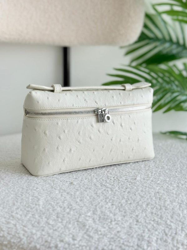 Loro Piana Pouch L19 White Ostrich