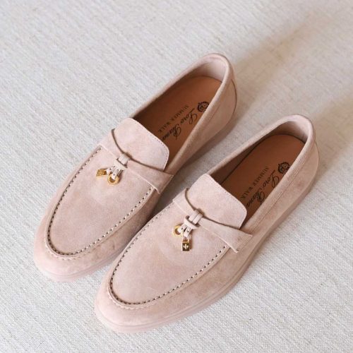Loro Piana Summer Charms Walk Loafers Blush Nude Suede