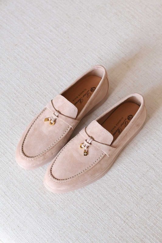 Loro Piana Summer Charms Walk Loafers Blush Nude Suede