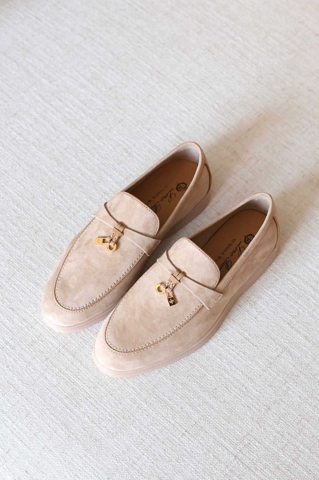 Loro Piana Summer Charms Walk Loafers Cream Beige Suede Loro Piana Summer Charms Walk Loafers Cream Beige Suede - Image 1