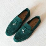 Loro Piana Summer Charms Walk Loafers Dark Emerald Green Suede