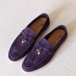 Loro Piana Summer Charms Walk Loafers Dark Purple Suede