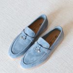 Loro Piana Summer Charms Walk Loafers Light Blue Suede